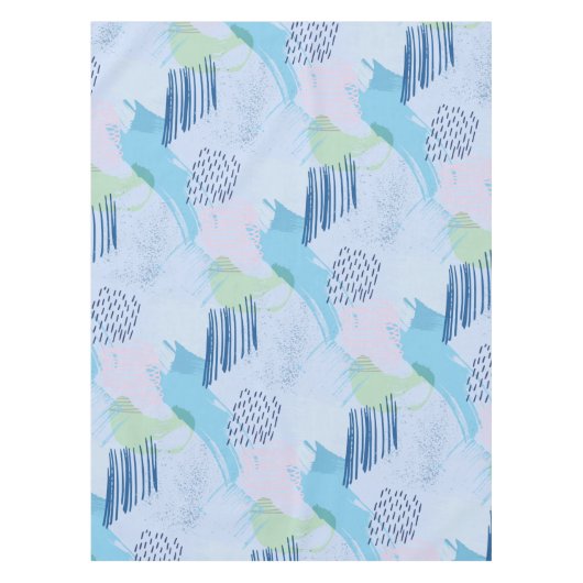 Moderne blauwe en roze lijnen en spiralen tafelkleed (Voorkant)