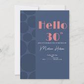 Moderne blauwe en roze verjaardagsuitnodiging kaart (Voorkant)