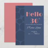Moderne blauwe en roze verjaardagsuitnodiging kaart (Voorkant / Achterkant)