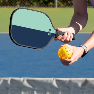 Moderne Blauwe en Teal Monogram Aangepast Pickleball Paddle