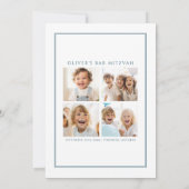 Moderne blauwe en witte Bar Mitzvah uitnodigingsfo Kaart (Achterkant)
