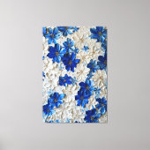 Moderne blauwe en witte bloem abstracte wandkunst canvas afdruk (Voorkant)