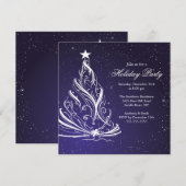 Moderne Blauwe en Witte Kerstfeestdag Kaart (Voorkant / Achterkant)