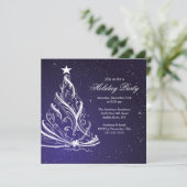 Moderne Blauwe en Witte Kerstfeestdag Kaart (Staand voorkant)