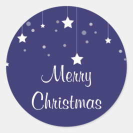 Moderne Blauwe en Witte Kerstmis Ronde Sticker