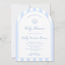 Moderne Blauwe en Witte Kust Baby Shower met Zee S