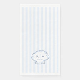 Moderne Blauwe en Witte Kust Monogram Bruiloft Servet
