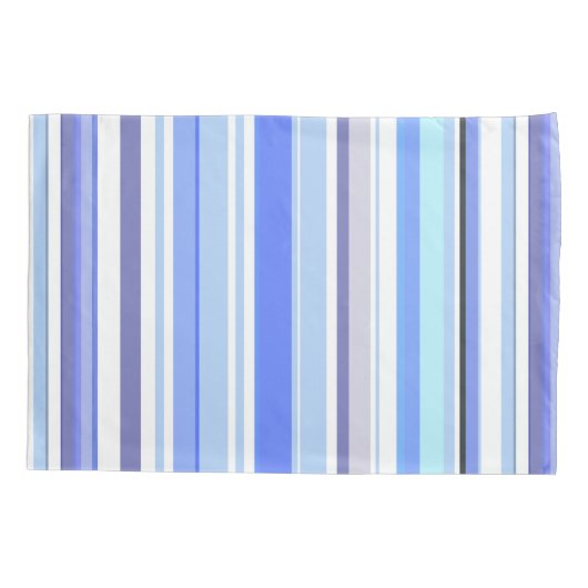 Moderne Blauwe en Witte Kuststrepen Kussensloop (Achterkant-Links)