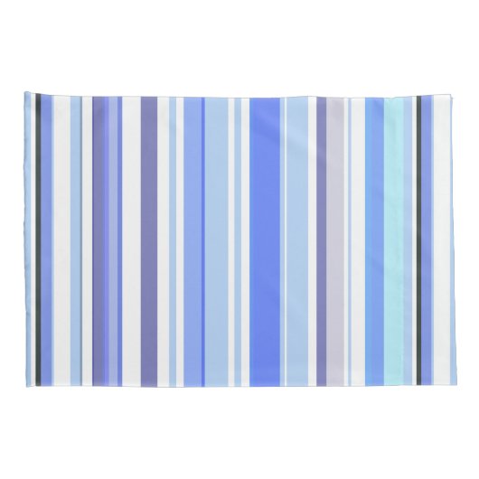 Moderne Blauwe en Witte Kuststrepen Kussensloop (Achterkant-Rechts)