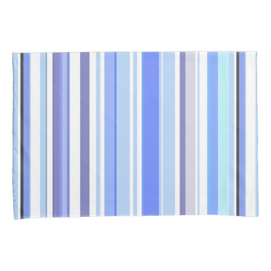 Moderne Blauwe en Witte Kuststrepen Kussensloop (Voorkant-Rechts)