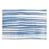 Moderne Blauwe en Witte Kuststrepen Kussensloop (Achterkant-Links)