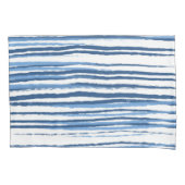 Moderne Blauwe en Witte Kuststrepen Kussensloop (Voorkant-Links)