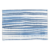 Moderne Blauwe en Witte Kuststrepen Kussensloop (Voorkant-Rechts)