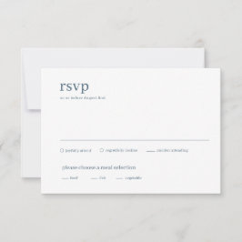Moderne Blauwe en Witte Minimalistische Trouw RSVP Kaartje