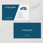 Moderne, blauwe en witte mobiele wasmachine & deta visitekaartje (Voorkant / Achterkant)