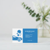 Moderne, blauwe en witte mobiele wasmachine & deta visitekaartje (Staand voorkant)