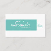 Moderne blauwe en witte professionele fotografie visitekaartje (Voorkant)