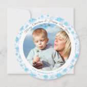 Moderne Blauwe en Witte Sneeuwvlokken Kerstfoto Feestdagenkaart (Voorkant)