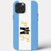 moderne blauwe en witte streep aangepaste naam mon Case-Mate iPhone case (Achterkant)