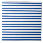 Moderne, blauwe en witte stripe patroontegel tegeltje (Voorkant)