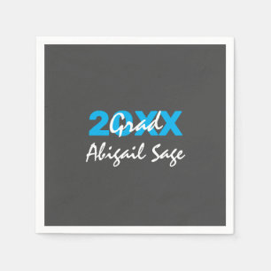 Moderne blauwe en witte tekst op grijs Afstuderen Servet