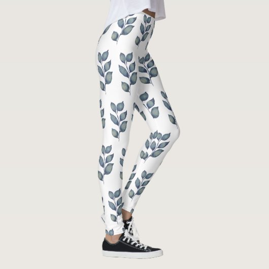 Moderne blauwe en witte Waterverf Leggings (Rechts)