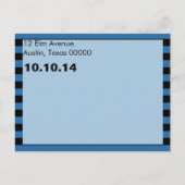 Moderne blauwe en zwarte streep slaat de datum op aankondigingskaart (Achterkant)