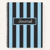 Moderne blauwe en zwarte strepen notitieboek (Voorkant)