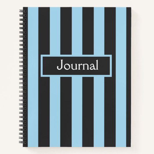 Moderne blauwe en zwarte strepen notitieboek (Voorkant)