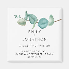 Moderne blauwe eucalyptus verlaat de datum magneet