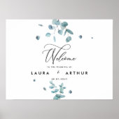 Moderne blauwe eucalyptus Wedding Poster/Signage Poster (Voorkant)