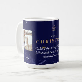 Moderne Blauwe Familie Kerstfoto Koffiemok