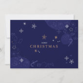 Moderne Blauwe Familie Kerstkaart (Voorkant)