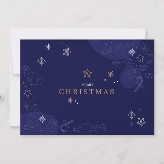 Moderne Blauwe Familie Kerstkaart (Voorkant)