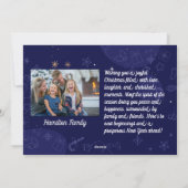 Moderne Blauwe Familie Kerstkaart (Achterkant)