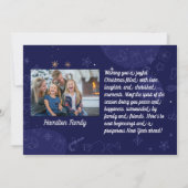 Moderne Blauwe Familie Kerstkaart (Achterkant)