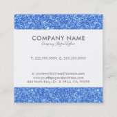 Moderne blauwe faux glitter achtergrond vierkante visitekaartje (Achterkant)
