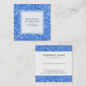 Moderne blauwe faux glitter achtergrond vierkante visitekaartje (Voorkant / Achterkant)
