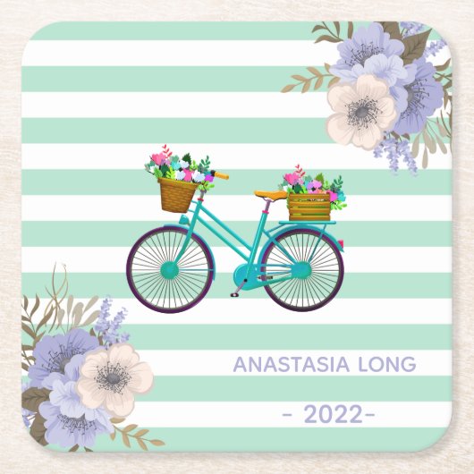 Moderne blauwe fiets kartonnen onderzetters (Voorkant)