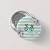 Moderne blauwe fiets ronde button 3,2 cm (Voorkant /achterkant)