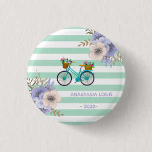 Moderne blauwe fiets ronde button 3,2 cm