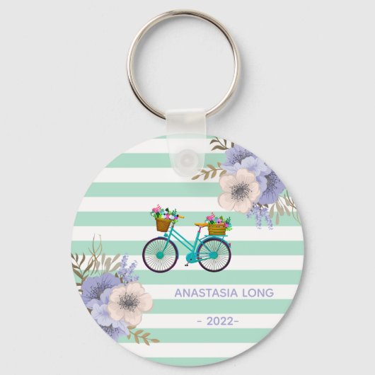 Moderne blauwe fiets sleutelhanger (Voorkant)