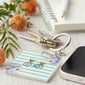 Moderne blauwe fiets sleutelhanger (Voorkant Rechts)