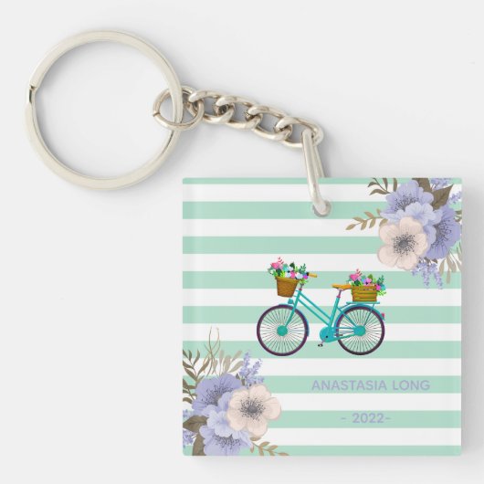 Moderne blauwe fiets sleutelhanger (voorkant)