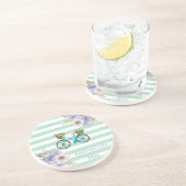 Moderne blauwe fiets zandsteen onderzetter (Zijkant)