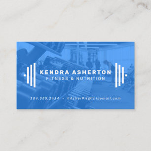 Moderne blauwe fitness visitekaartje met foto