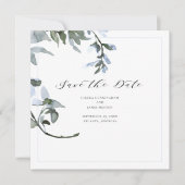 Moderne blauwe Floral kalligrafie Sla de datumkaar Save The Date (Voorkant)