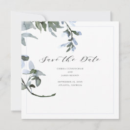 Moderne blauwe Floral kalligrafie Sla de datumkaar Save The Date