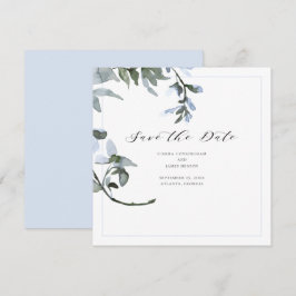 Moderne blauwe Floral kalligrafie Sla de datumkaar Save The Date