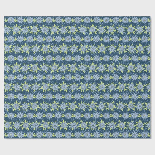 Moderne Blauwe Florale Lente Cadeaupapier (Vlak)